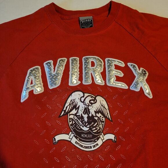Vintage Avirex Men's T-Shirt Large 18/20 Red Puff Lettering Y2K Graphic Print - Picture 7 of 7